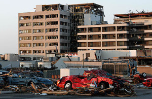 Joplin, MO, EF5 tornado damage to hospital. Time.