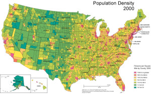 US population density in 2000.