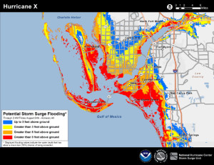 Example Potential Storm Surge Flooding Map for Ft. Myers, FL. Credit NOAA.