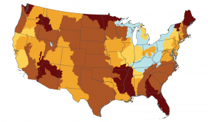 Projected Changes in Water Withdrawals in the US with Climatic Changes. Source: National Climate Assessment 2014