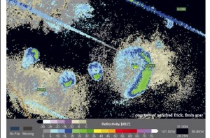 As evening approaches, large colonies bats emerge from caves in the Texas Hill Country and show up on radar.