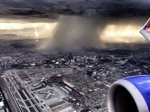 A microburst is caught on camera near the airport. Microbursts affect a small area but can produce winds greater than 100 mph. Credit: Las Vegas Review Journal